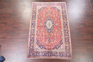 Vintage 6x10 Persian Red Rug Hand - Knotted Traditional Floral Oriental Wool Rug 2