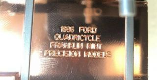 13”RARE VINTAGE 1896 FORD QUADRICYCLE FRANKLIN PRECISION MODEL COLLECTIBLE 9