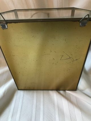 Vintage Brass Glass Miniatures Display Case Shelf Etched 2