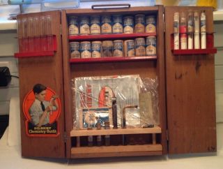 Vintage 1900 ' s GILBERT CHEMISTRY OUTFIT Box w/ chemicals,  vials,  etc 11