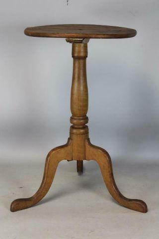 FINE 18TH C CT COUNTRY QUEEN ANNE MAPLE CANDLESTAND IN OLD DRY SURFACE & PATINA 2