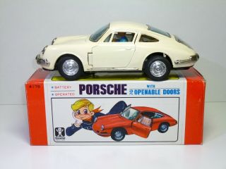 Bandai 4176 1960 ' s B/O Tin PORSCHE 911 2 - door Coupé with Box 2