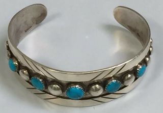 Gem Turquoise Sterling Silver Cuff Bracelet By Frank Patania Sr Thunderbird Shop
