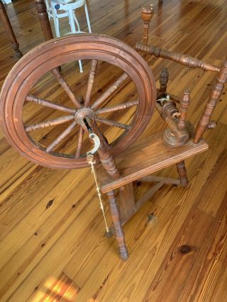 Antique Oak Flax 10 Spoke Spinning Wheel Restored