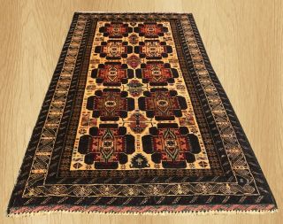 Authentic Hand Knotted Vintage Afghan Adras Khan Balouch Wool Area Rug 6.  5 X 3.  7