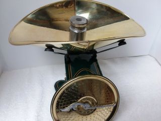 FULLY RESTORED ANTIQUE FACE CANDY SCALE W/ BRASS PAN. 10
