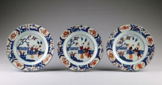 Three Antique 18thC Chinese Imari Kangxi Qianlong Period Porcelain Dishes/Plates 2