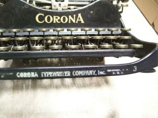 (R) Antique Early 1900 ' s Black Corona Typewriter Rare Style 5