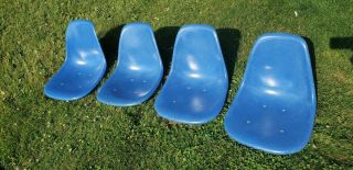 Eames Blue Shell Fiberglass Vintage Herman Miller Chair Narrow Mounts Qty 4