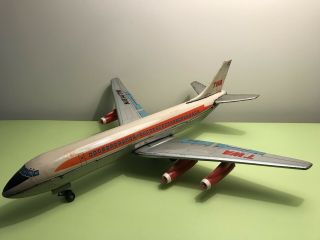 “alps” Made In Japan Vintage Tin Friction Jet Plane Boeing 707 “twa” Large Scale