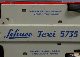 Vintage German SCHUCO 5735 TEXI Red Alfa Romeo Wind - Up Tin Toy Car Lady Driver 11