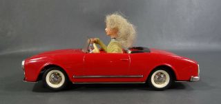 Vintage German SCHUCO 5735 TEXI Red Alfa Romeo Wind - Up Tin Toy Car Lady Driver 2