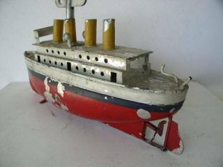 Boat Old Passenger Ship Oceam Tin Litho Clocwork Germany Fleischmann? Toy