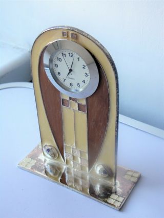 Rennie Macintosh Art Nouveau Style Silver Plated Quartz Clock