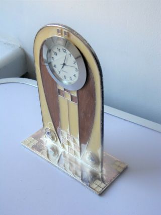 RENNIE MACINTOSH ART NOUVEAU STYLE SILVER PLATED QUARTZ CLOCK 7