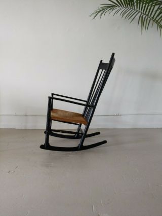 Vintage Hans Wegner Danish Mid - Century Rocking Chair in Black 2