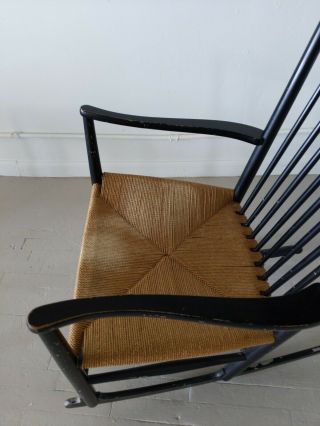 Vintage Hans Wegner Danish Mid - Century Rocking Chair in Black 3