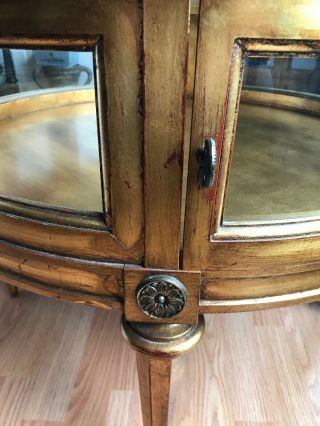 Vintage Weiman Gilded Round Vitrine Curio Table 5