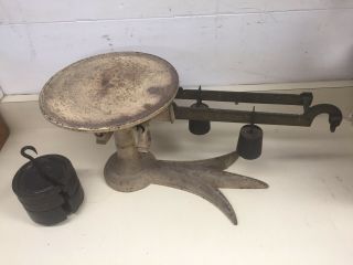 Antique 3 Toed Claw Crow Fairbanks Candy Scale With Weights