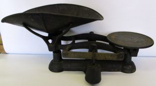 Vintage Warren Montreal Counter Top Cast Iron Candy Store Scale Black Japanning