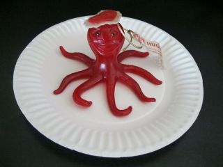 Vintage Russ Berrie Oily Jiggler " The Hugger " Red Octopus 1966