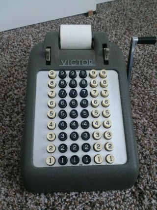 Vintage Victor 6 Row Hand Crank Adding Maching - - 3