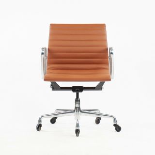 Eames Herman Miller Low Aluminum Group Executive Desk Chairs Cognac Leather 2010 2