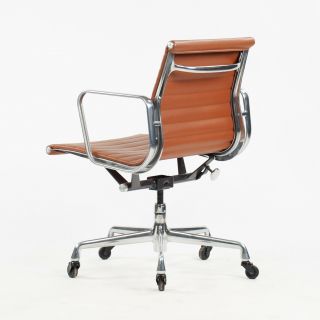 Eames Herman Miller Low Aluminum Group Executive Desk Chairs Cognac Leather 2010 5
