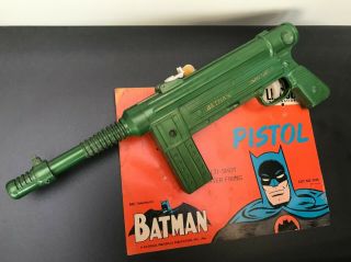 Vintage 1966 BATMAN ' Tommy Gun ' toy pistol,  Lincoln Hong Kong plastic,  ABC tele 3