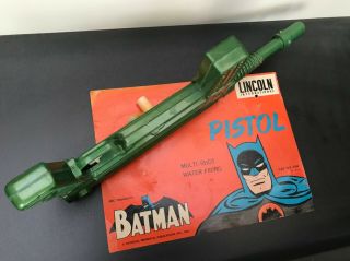 Vintage 1966 BATMAN ' Tommy Gun ' toy pistol,  Lincoln Hong Kong plastic,  ABC tele 6