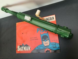 Vintage 1966 BATMAN ' Tommy Gun ' toy pistol,  Lincoln Hong Kong plastic,  ABC tele 7