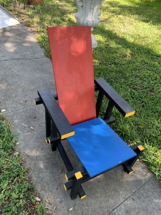 Mid Century Calder Color Red Blue Chairs Designed By GERRIT RIETVELD 5