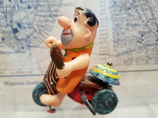 Vintage Marx Fred Flintstone Tricycle Tin and Celluloid Wind Up Toy Box 2