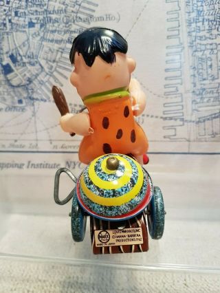 Vintage Marx Fred Flintstone Tricycle Tin and Celluloid Wind Up Toy Box 3