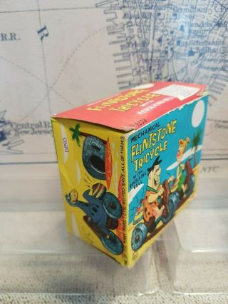 Vintage Marx Fred Flintstone Tricycle Tin and Celluloid Wind Up Toy Box 9