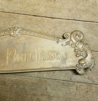 LG OLD ANTIQUE BRASS NATIONAL CASH REGISTER TOP SIGN TOPPER NCR SERPENT DOLPHIN 7