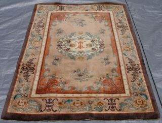 Chinese Art Deco 90 Line Hand Knotted Wool Oriental Rug Cleaned 4 
