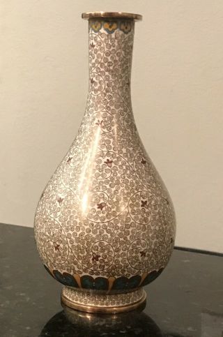 Antique 8.  5” Chinese Cloisonne Enamel Vase - Lao Tian Li Marked 老天利制