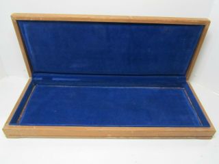 Vintage Wood W/ Blue Velvet Lined,  Display Case Brass Hinges,  24 " X 9 - 1/2 " X 3 "