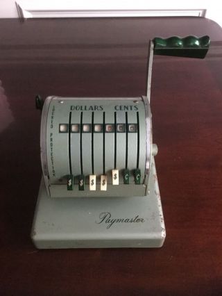 Vintage Retro Paymaster Series X - 550 Check Writer Machine Payroll Green Heavy