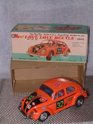 Taiyo Vintage,  Tin Volkswagen Love Love Beetle W/original Box Vw
