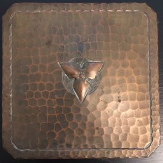 Antique Signed Roycroft Small Hammered Copper Box -