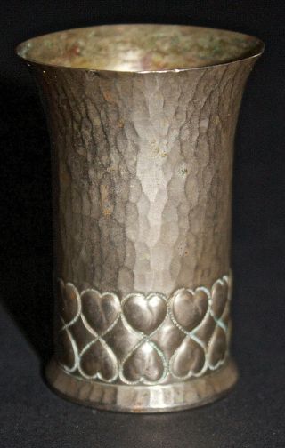 Rare Antique Keswick (ksia) Arts And Crafts Miniature Pewter Vase Match Strike