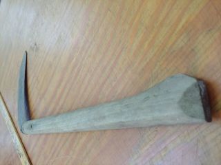 very old chinese sickle HAY KNIFE FARM STRAW CUTTER hand carved handle blade 4