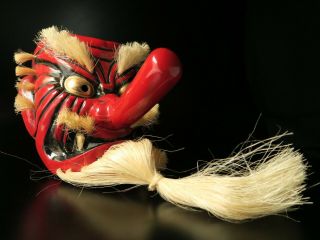 Japanese Handmade Tengu Mask Noh Kyougen Kagura Demon Mask Bugaku