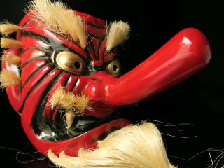 Japanese Handmade TENGU mask noh kyougen kagura demon mask bugaku 2