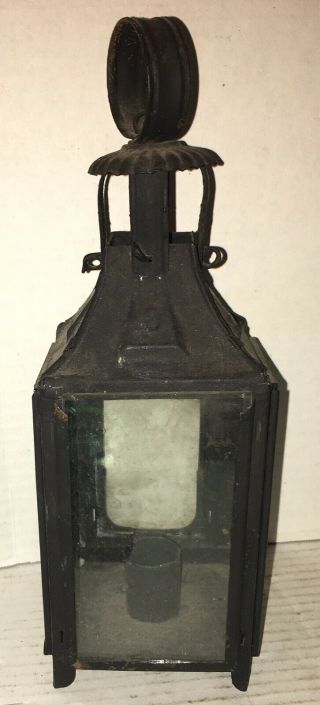 Antique Candle Lantern 19th Century Tin 4 Glass Window AAFA Primitive 3