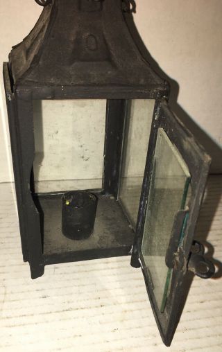 Antique Candle Lantern 19th Century Tin 4 Glass Window AAFA Primitive 5
