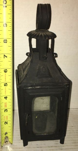 Antique Candle Lantern 19th Century Tin 4 Glass Window AAFA Primitive 8