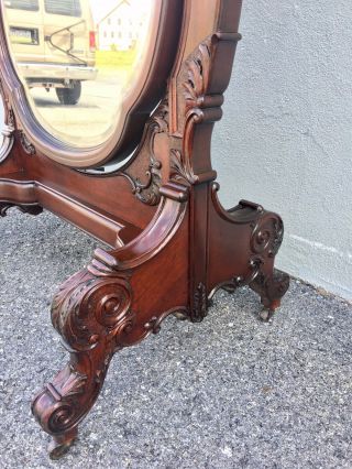 R J Horner Victorian Carved Cheval Mirror.  Mahogany Circa 1890s. 6